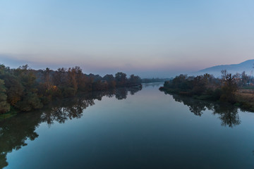 Morning sunrise near the river