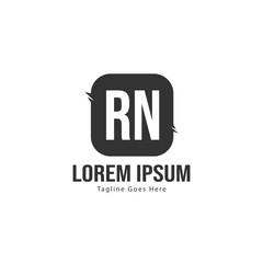 Initial RN logo template with modern frame. Minimalist RN letter logo vector illustration
