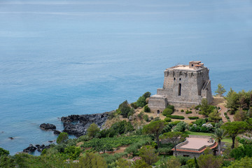Fototapeta na wymiar Crawford tower, San Nicola Arcella, Mediterranean sea (Tyrrhenian), Calabria, Italy