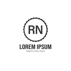 Initial RN logo template with modern frame. Minimalist RN letter logo vector illustration