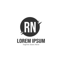 Initial RN logo template with modern frame. Minimalist RN letter logo vector illustration