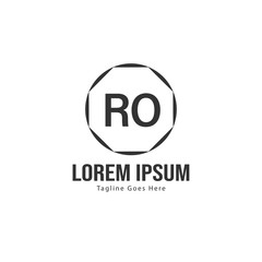 Initial RO logo template with modern frame. Minimalist RO letter logo vector illustration