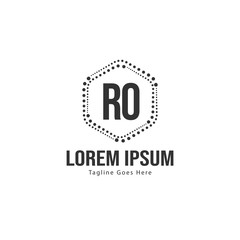 Initial RO logo template with modern frame. Minimalist RO letter logo vector illustration