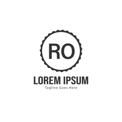 Initial RO logo template with modern frame. Minimalist RO letter logo vector illustration