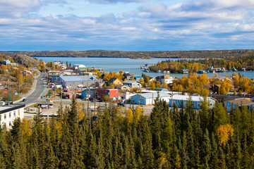 Floating houses in Yellowknife, Northwest Territories, Canada