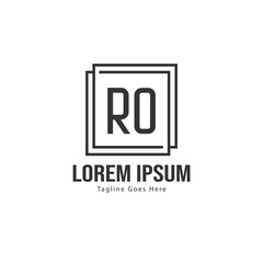 Initial RO logo template with modern frame. Minimalist RO letter logo vector illustration