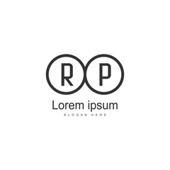 Initial RP logo template with modern frame. Minimalist RP letter logo vector illustration