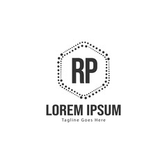 Initial RP logo template with modern frame. Minimalist RP letter logo vector illustration