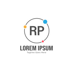 Initial RP logo template with modern frame. Minimalist RP letter logo vector illustration