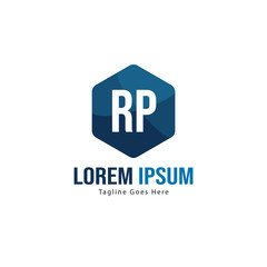 Initial RP logo template with modern frame. Minimalist RP letter logo vector illustration