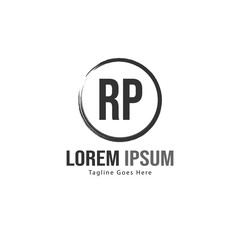 Initial RP logo template with modern frame. Minimalist RP letter logo vector illustration