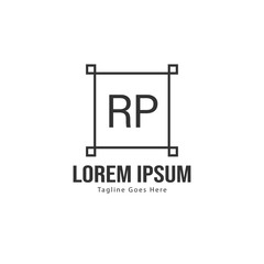 Initial RP logo template with modern frame. Minimalist RP letter logo vector illustration