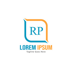Fototapeta premium Initial RP logo template with modern frame. Minimalist RP letter logo vector illustration