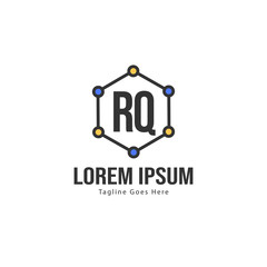 Initial RQ logo template with modern frame. Minimalist RQ letter logo vector illustration