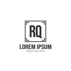 Initial RQ logo template with modern frame. Minimalist RQ letter logo vector illustration