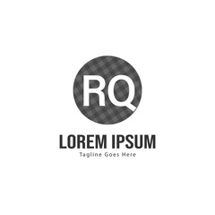 Initial RQ logo template with modern frame. Minimalist RQ letter logo vector illustration