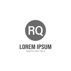 Initial RQ logo template with modern frame. Minimalist RQ letter logo vector illustration