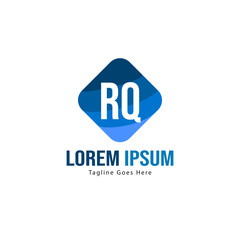 Initial RQ logo template with modern frame. Minimalist RQ letter logo vector illustration