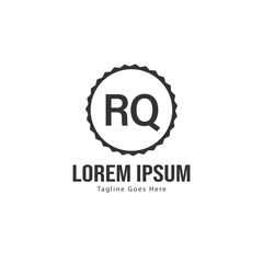 Initial RQ logo template with modern frame. Minimalist RQ letter logo vector illustration