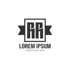 Initial RR logo template with modern frame. Minimalist RR letter logo vector illustration