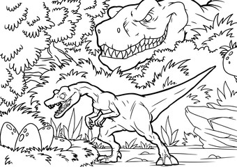 Cartoon tyrannosaurus coloring book