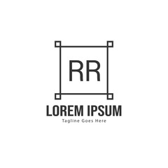 Initial RR logo template with modern frame. Minimalist RR letter logo vector illustration