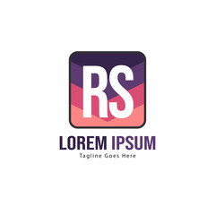 Initial RS logo template with modern frame. Minimalist RS letter logo vector illustration