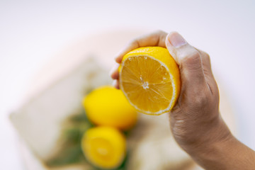 fresh lemon squeezed with right hand