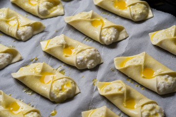 Puff pastry cheesecakes serve as a delicious sweetness for coffee or tea.