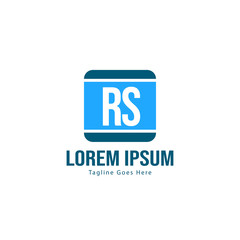 Initial RS logo template with modern frame. Minimalist RS letter logo vector illustration