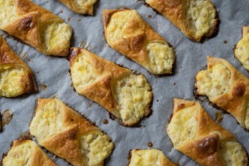 Puff pastry cheesecakes serve as a delicious sweetness for coffee or tea.