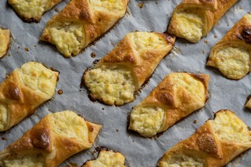 Puff pastry cheesecakes serve as a delicious sweetness for coffee or tea.