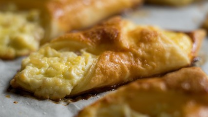 Puff pastry cheesecakes serve as a delicious sweetness for coffee or tea.