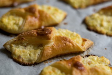Puff pastry cheesecakes serve as a delicious sweetness for coffee or tea.