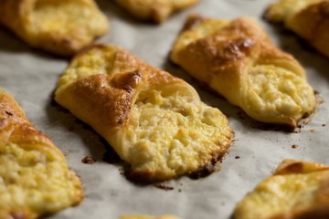 Puff pastry cheesecakes serve as a delicious sweetness for coffee or tea.