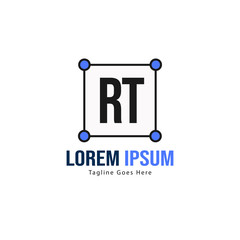 Initial RT logo template with modern frame. Minimalist RT letter logo vector illustration