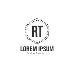 Initial RT logo template with modern frame. Minimalist RT letter logo vector illustration