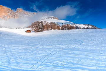 Winter landscape in dolomites Mountains