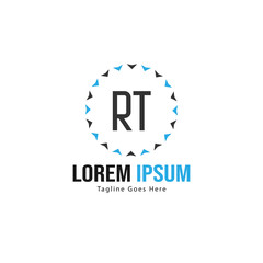 Obraz premium Initial RT logo template with modern frame. Minimalist RT letter logo vector illustration