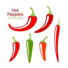 Red hot chili peppers icons collection. Vector isolated design elements.