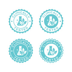 Clinically tested badges set. Hypoallergenic skin care labels collection.