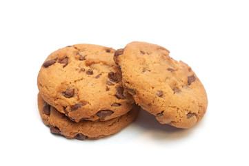 Vanilla cookies with chocolate isolated on white