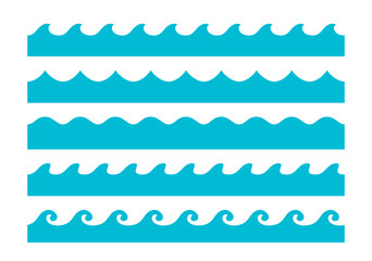 Obraz premium Waves borders collection. Sea or water seamless decoration elements.