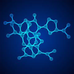 Wireframe Mesh Molecule. Connection Structure. Low poly vector illustration. Science and medical healthcare concept