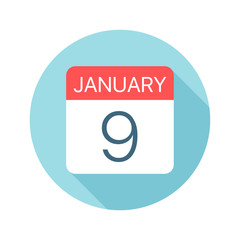 January 9 - Calendar Icon. Vector illustration of one day of month