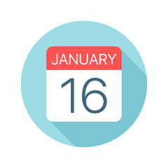 January 16 - Calendar Icon. Vector illustration of one day of month