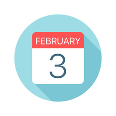 February 3 - Calendar Icon. Vector illustration of one day of month