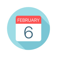 February 6 - Calendar Icon. Vector illustration of one day of month