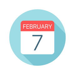 February 7 - Calendar Icon. Vector illustration of one day of month