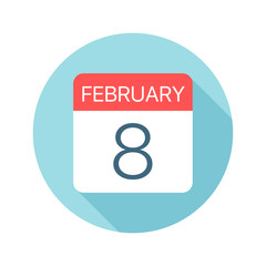 February 8 - Calendar Icon. Vector illustration of one day of month